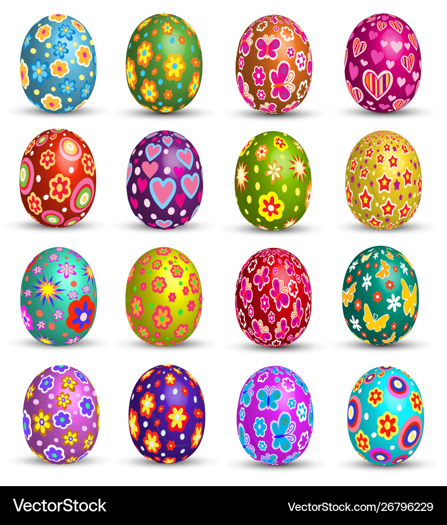 A set easter eggs on white background Royalty Free Vector