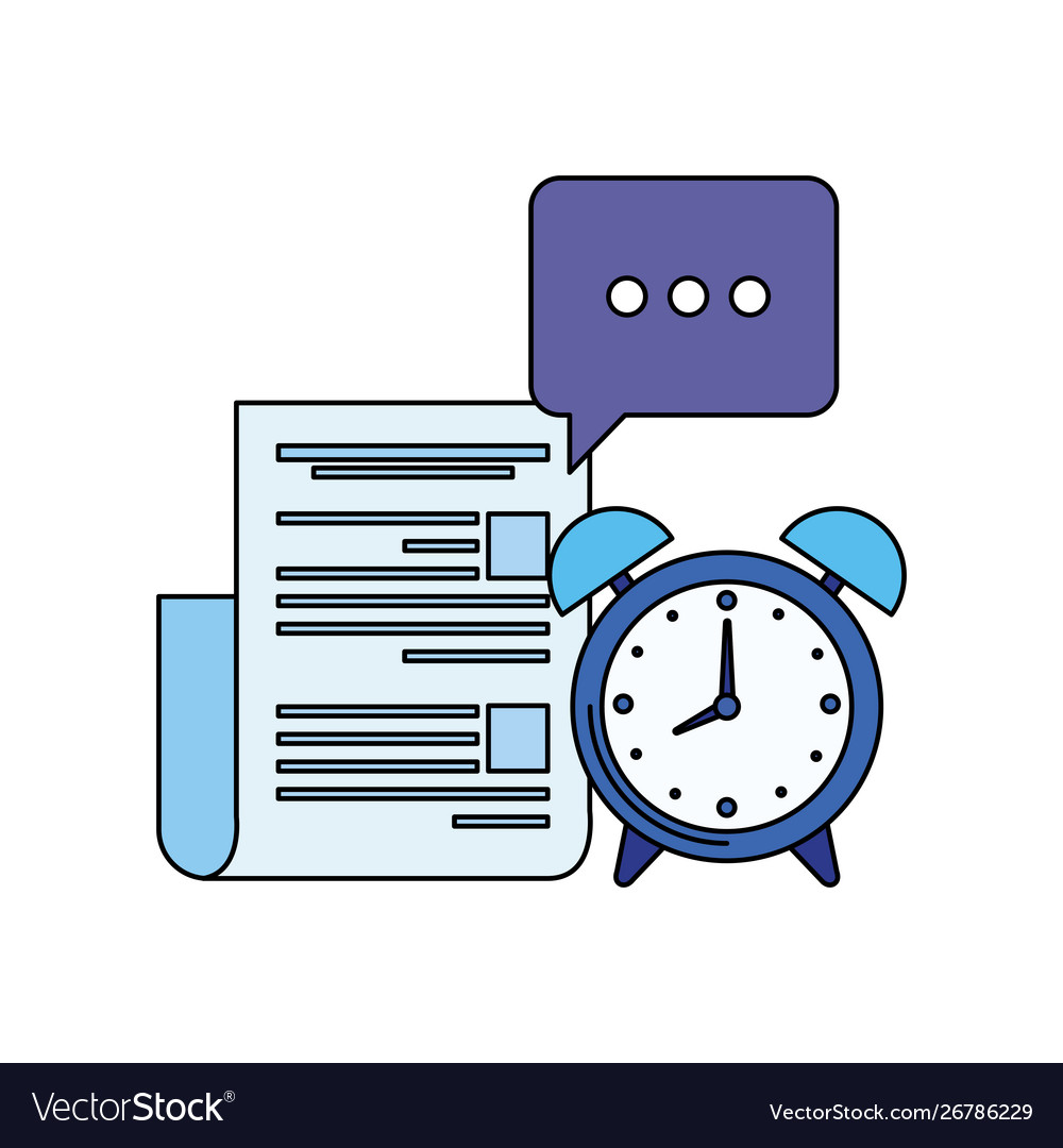 Alarm clock with document file Vector Image Alarm clock with document file