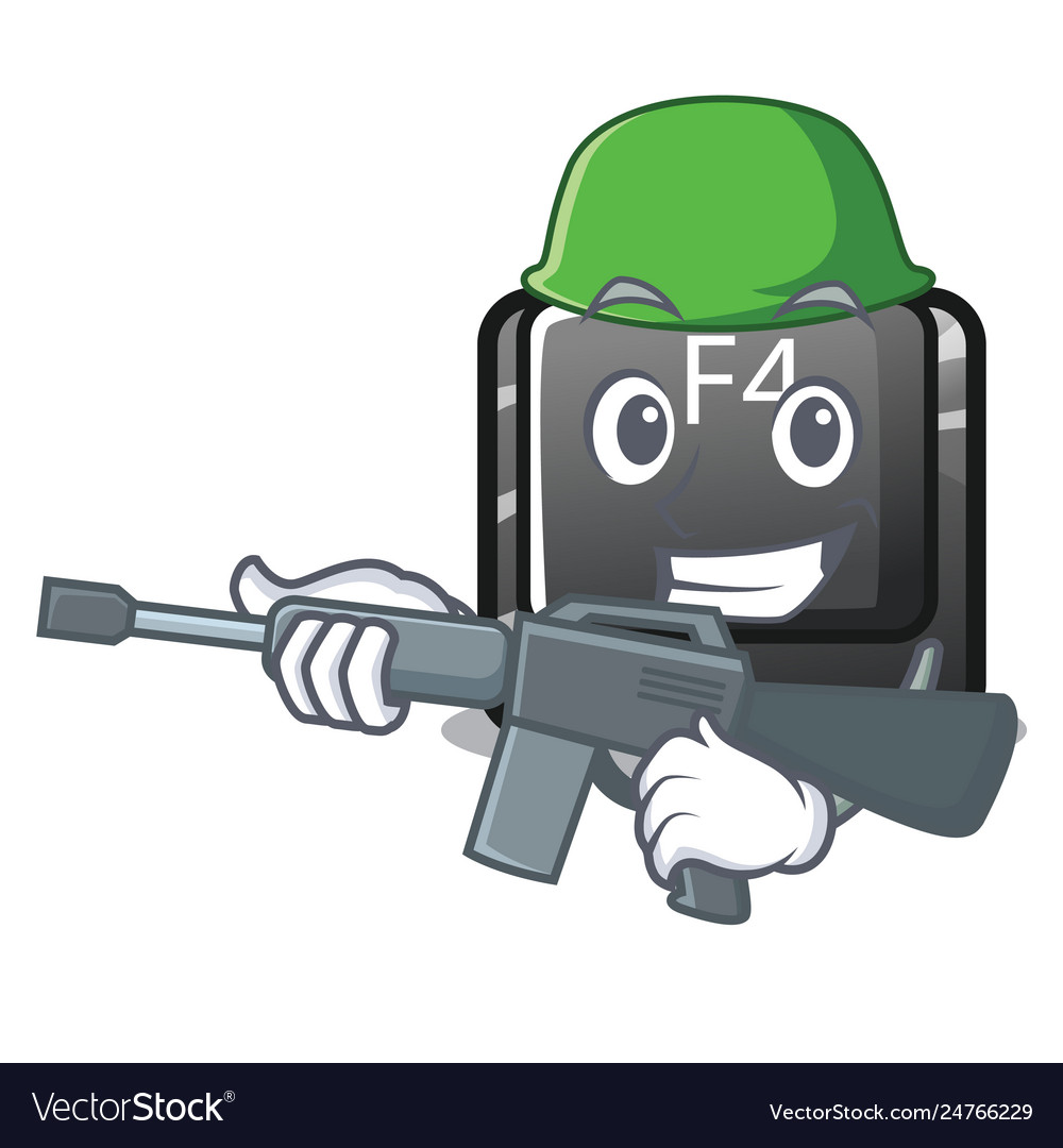 Army f4 button installed on cartoon keyboard