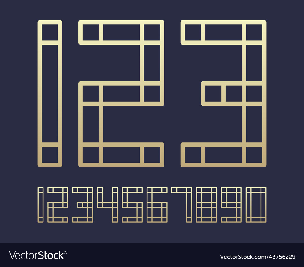 Geometric font line digital effect design numbers