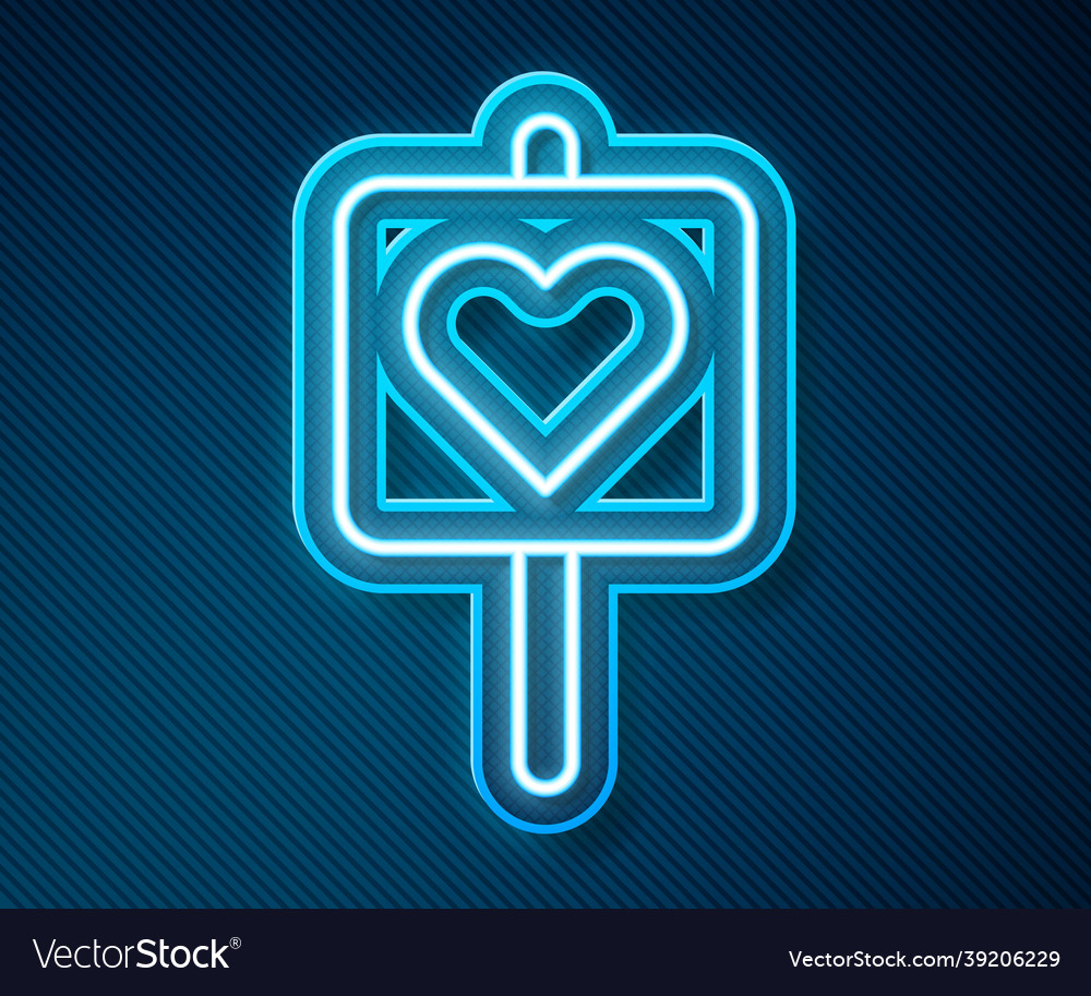 Glowing neon line map pointer with heart icon vector image Glowing neon line map pointer with heart icon