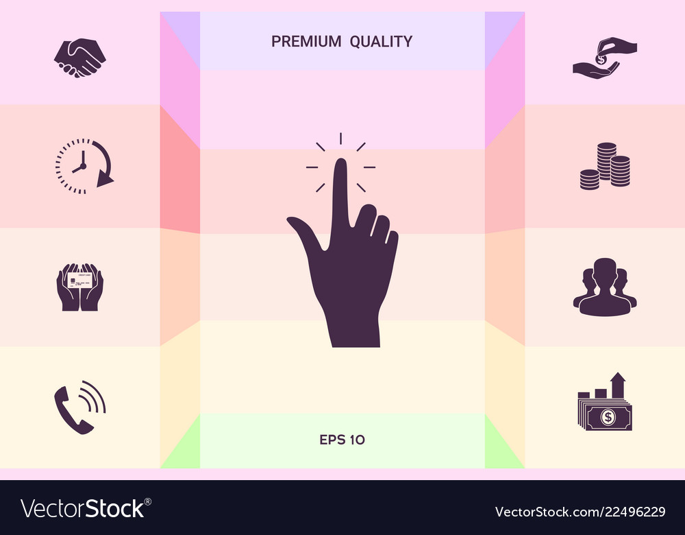 Hand click icon graphic elements vector image Hand click icon graphic elements