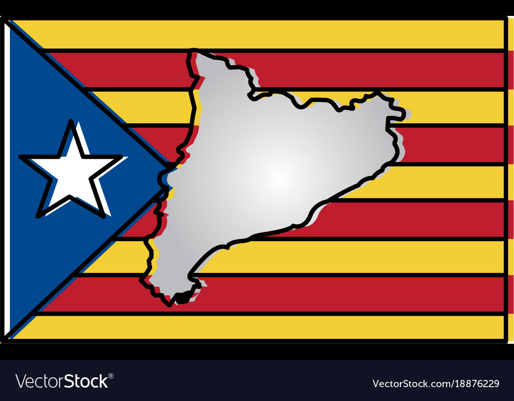 Map and flag of catalonia spain independence