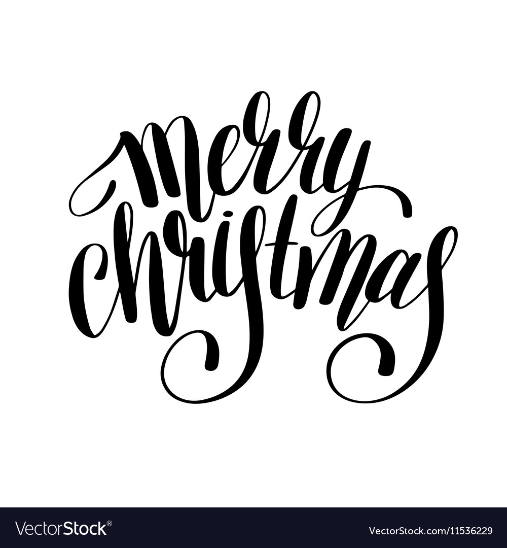 Merry christmas black and white handwritten Vector Image