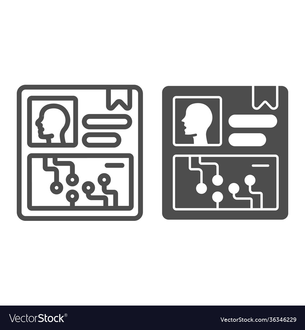Personal data in screen line and solid icon web vector image Personal data in screen line and solid icon web
