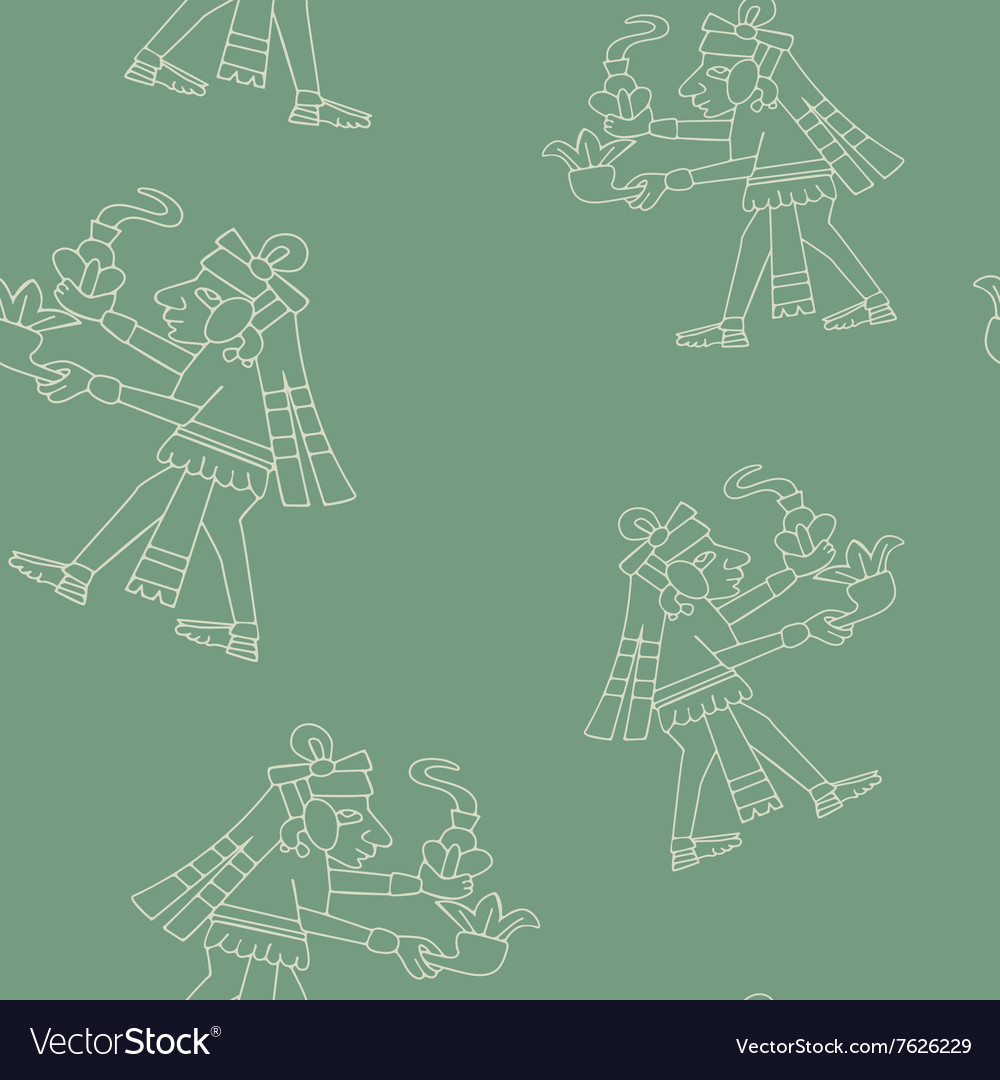 Seamless pattern with symbols from aztec codices
