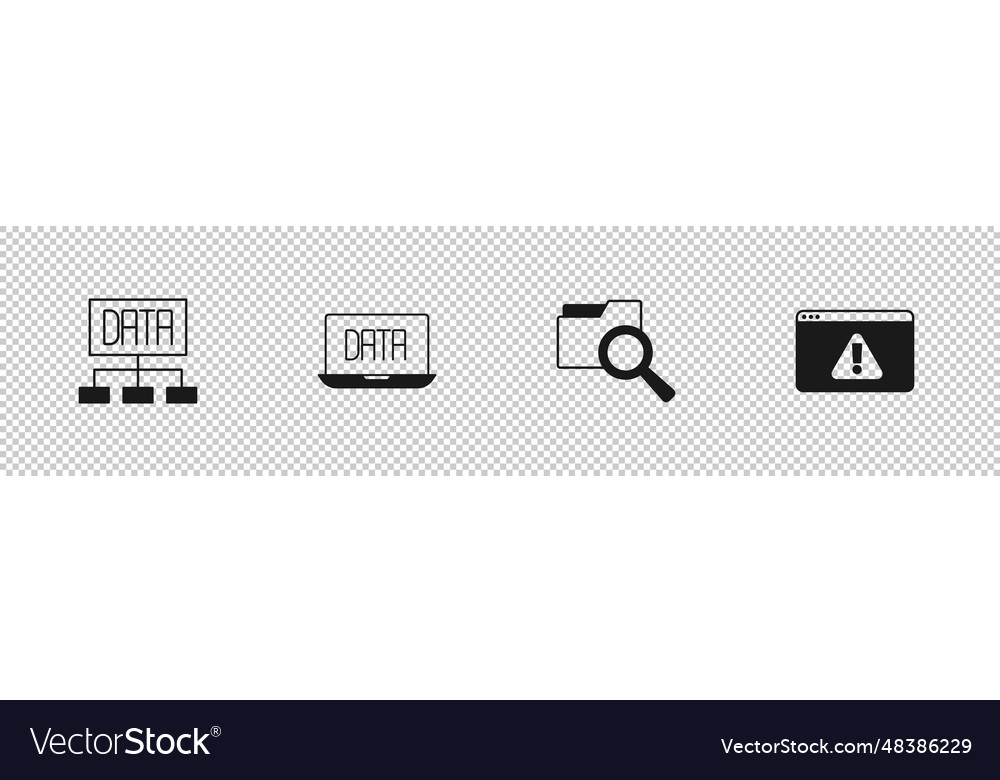 Set data analysis search with folder and browser vector image Set data analysis search with folder and browser