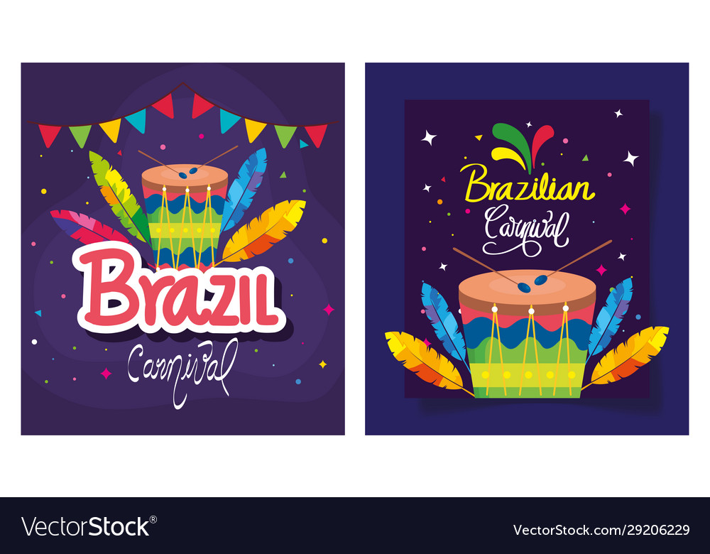 Set poster carnival brazil with decoration