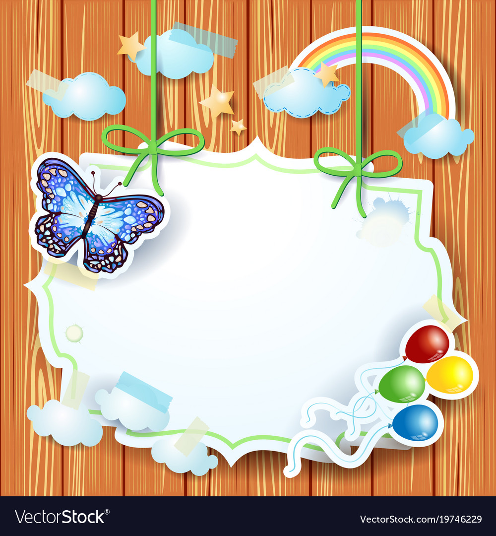 Spring background with label and butterfly