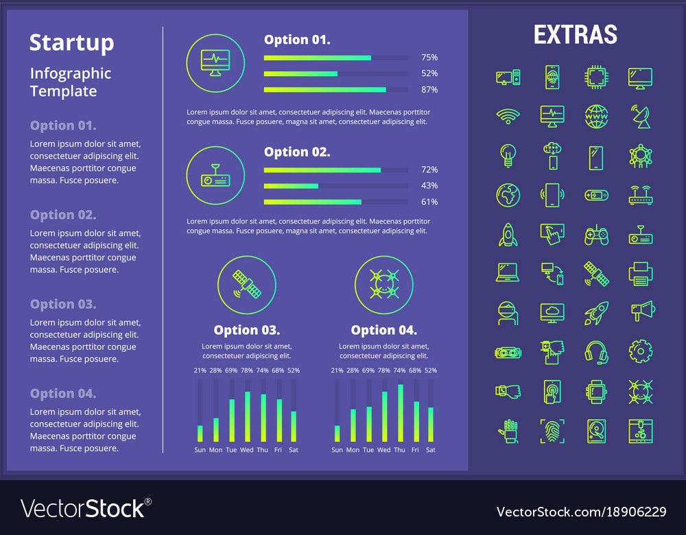 Startup infographic template elements and icons