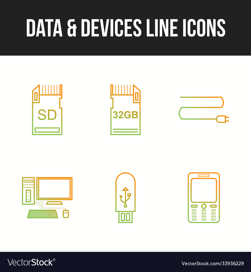 Unique data and devices icon set