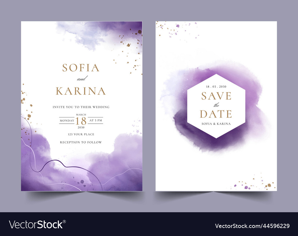 Watercolor wedding invitation card design Vector Image