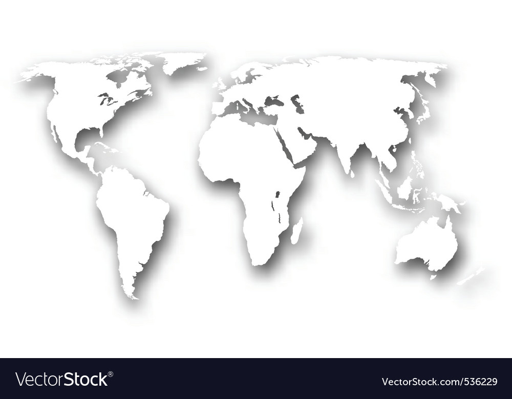 White World Map With Shadow Silhouette Royalty Free Vector | Images and