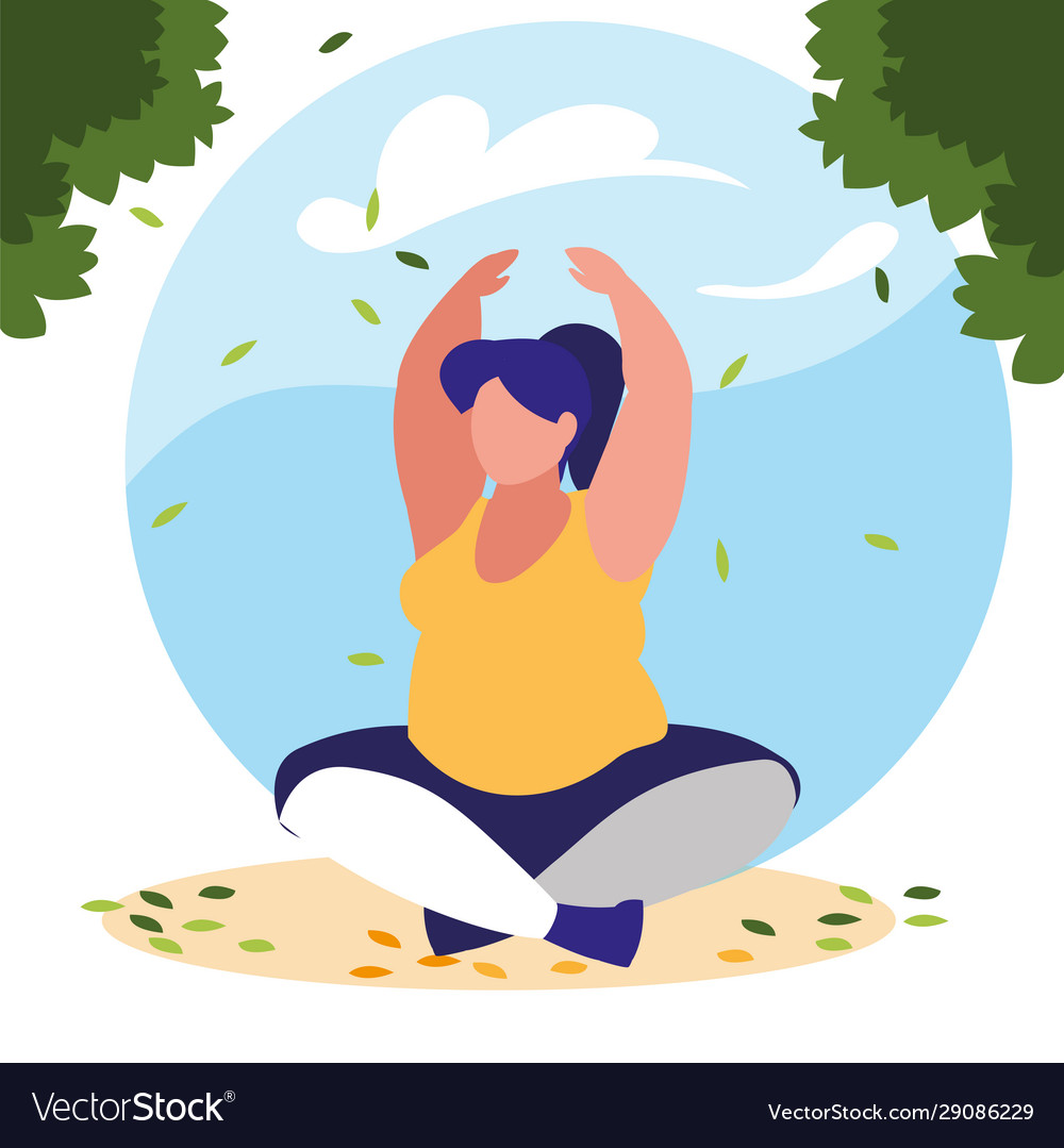 Woman outdoors practicing yoga with background Vector Image