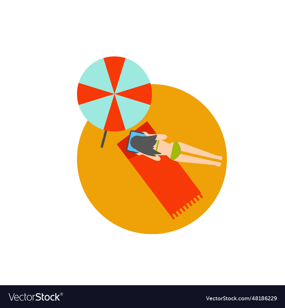 Woman sunbathing on beach icon Royalty Free Vector Image