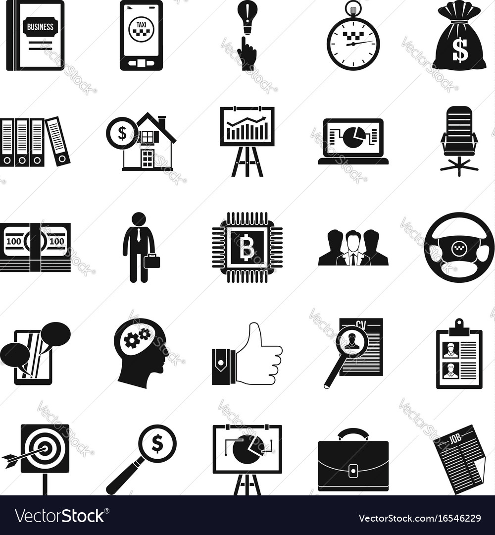 Work week icons set simple style Royalty Free Vector Image