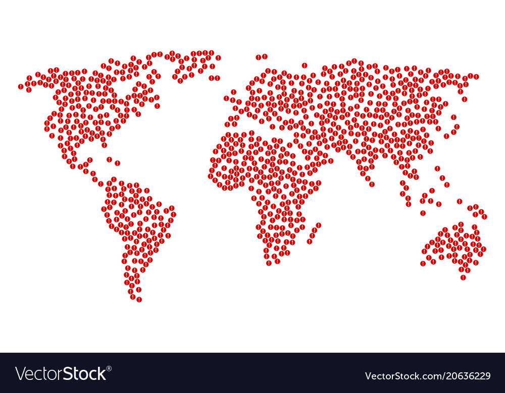 Worldwide map pattern of problem items vector image Worldwide map pattern of problem items