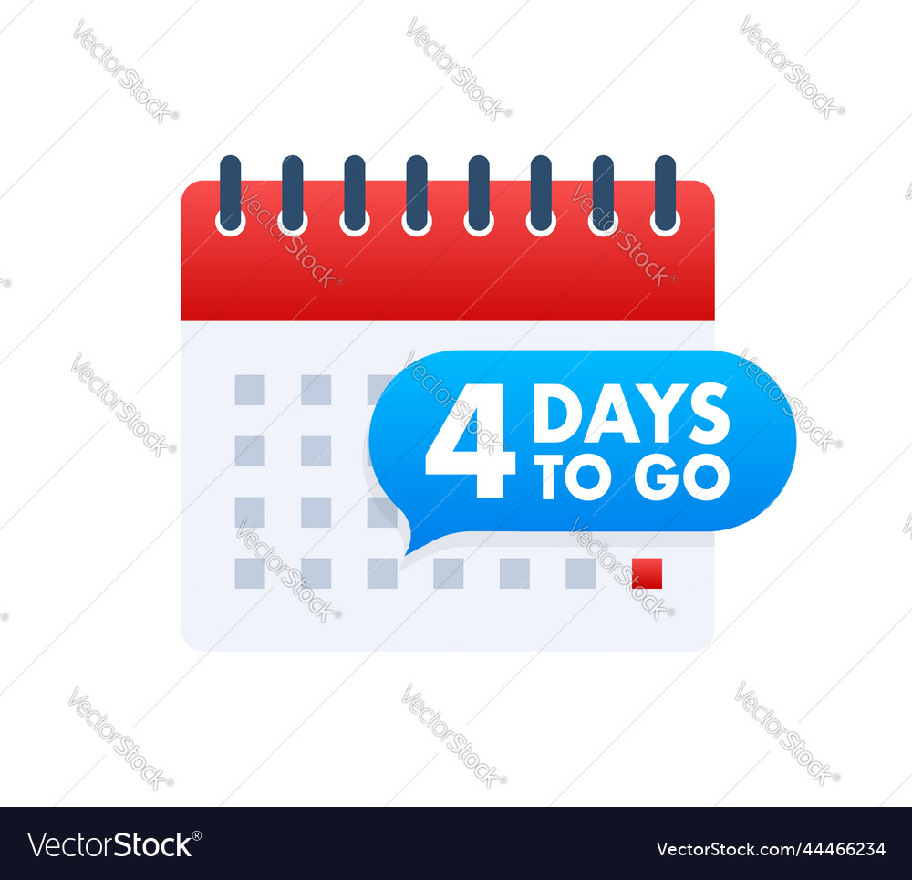 4 Tage zu gehen Countdown Timer Uhr Symbol Zeit