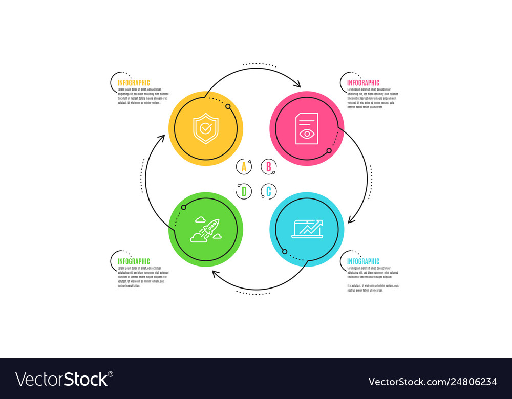 Approved shield startup rocket and view document vector image Approved shield startup rocket and view document