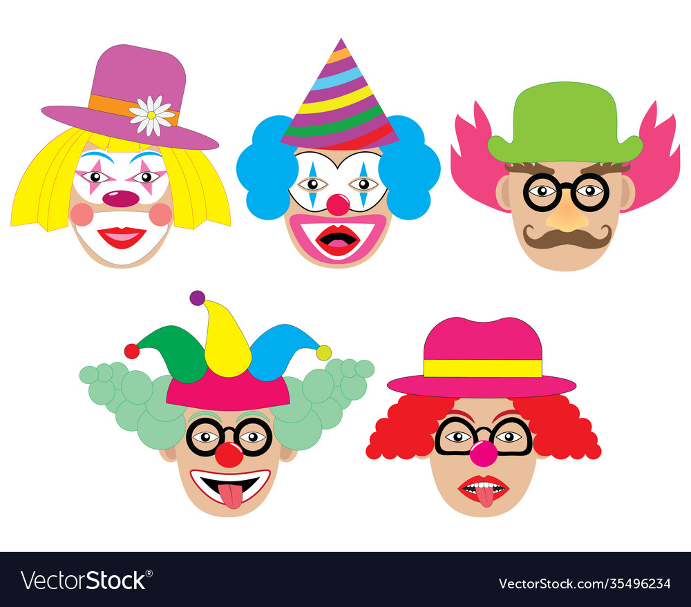 Clowns set icons vector image Clowns set icons