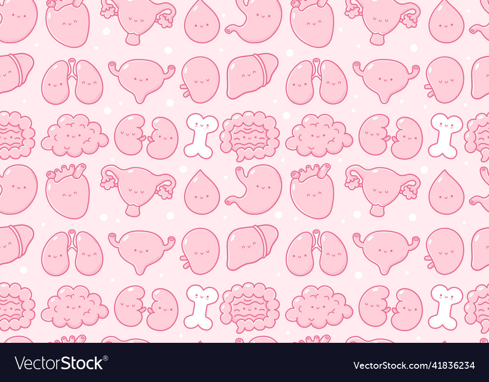 Süße menschliche Organe Charakter nahtloses Muster