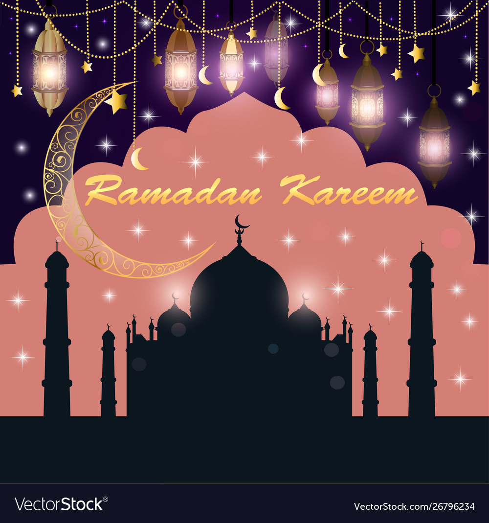 Festive greeting card for ramadan with temple