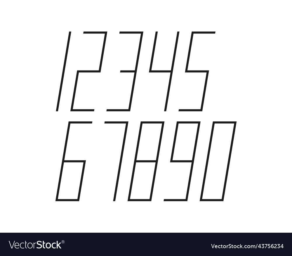 Geometric font line digital effect design numbers
