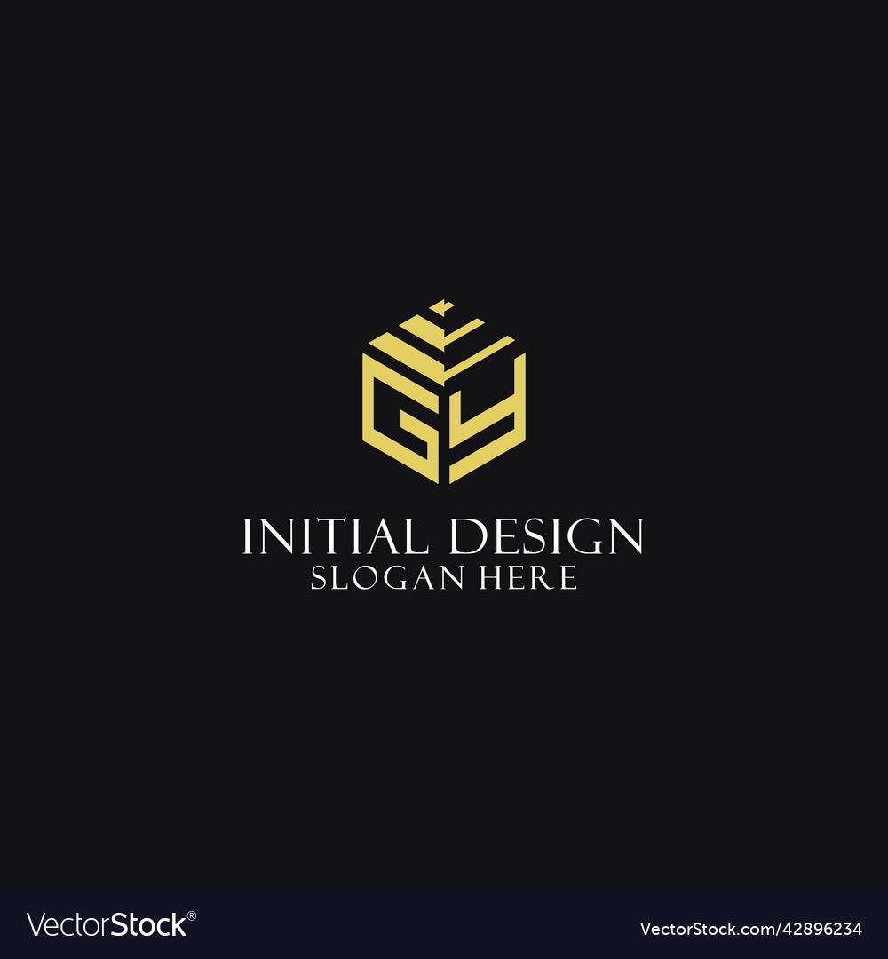 Gy initial monogram with hexagon shape logo Vector Image Gy initial monogram with hexagon shape logo