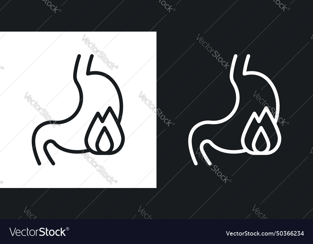 Heartburn icon set acid reflux discomfort symbol Vector Image