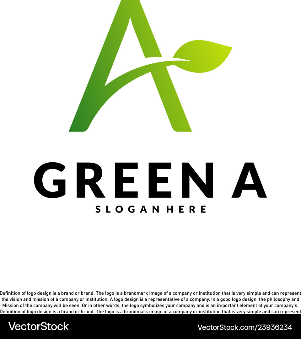 Letter A With Leaf Logo Template Green Initial A Vector Image