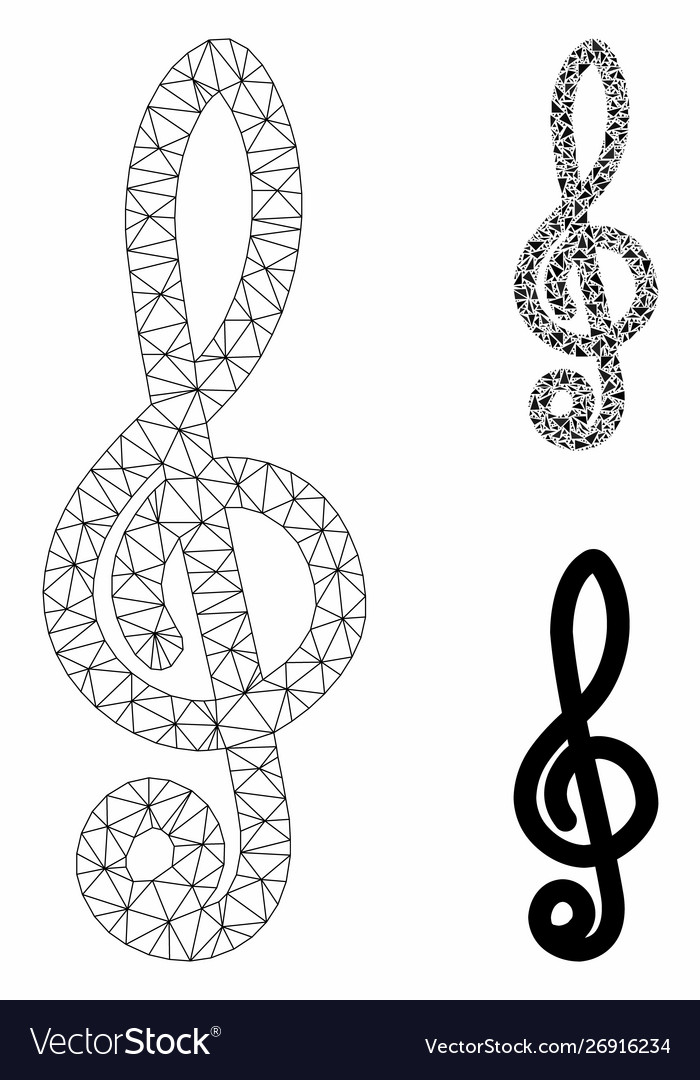 Musical notation mesh 2d model and triangle