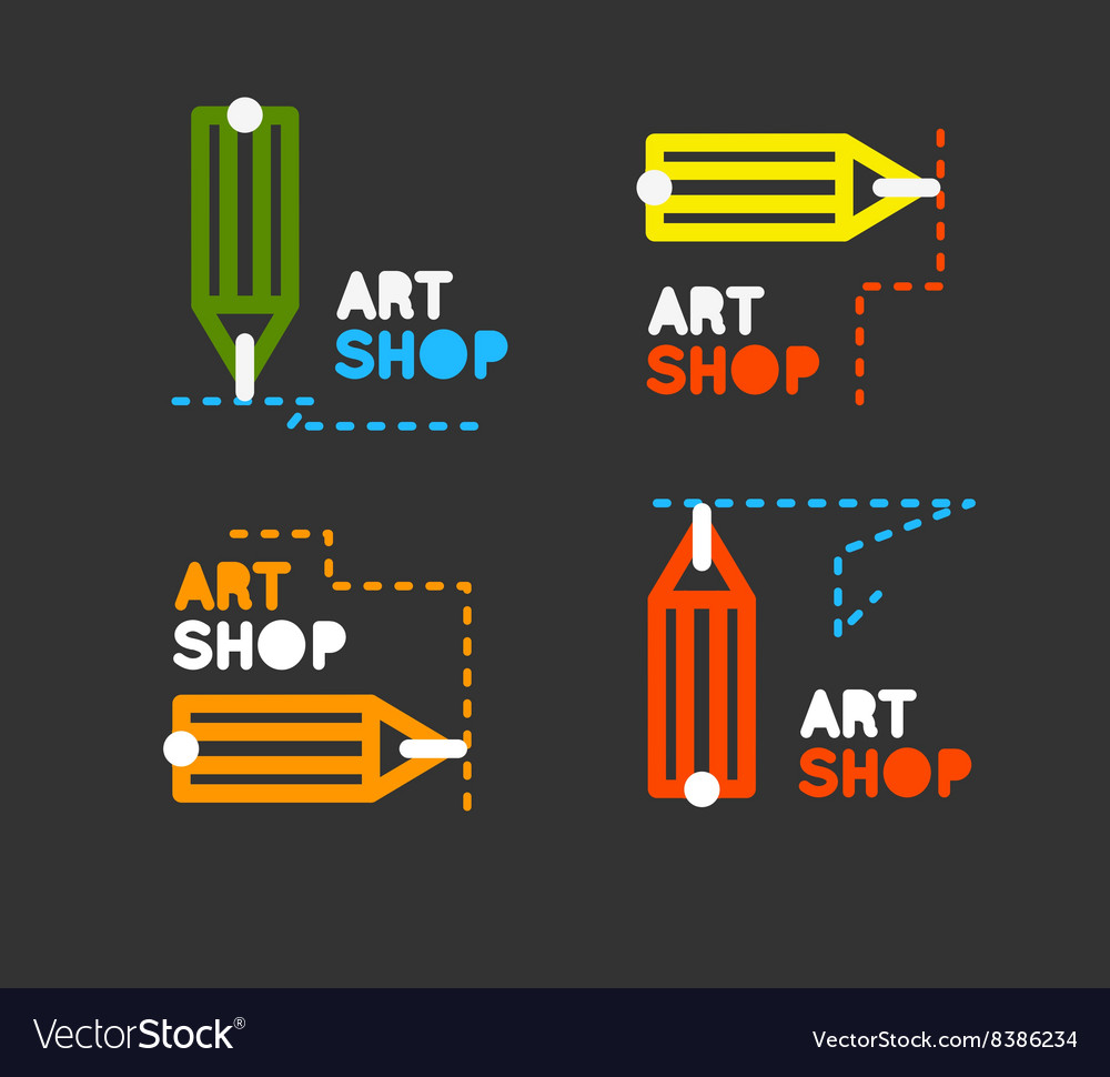 Pencil logo outline icon stationery store