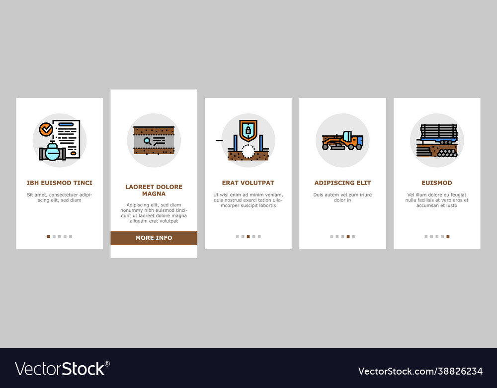 Pipeline construction onboarding icons set
