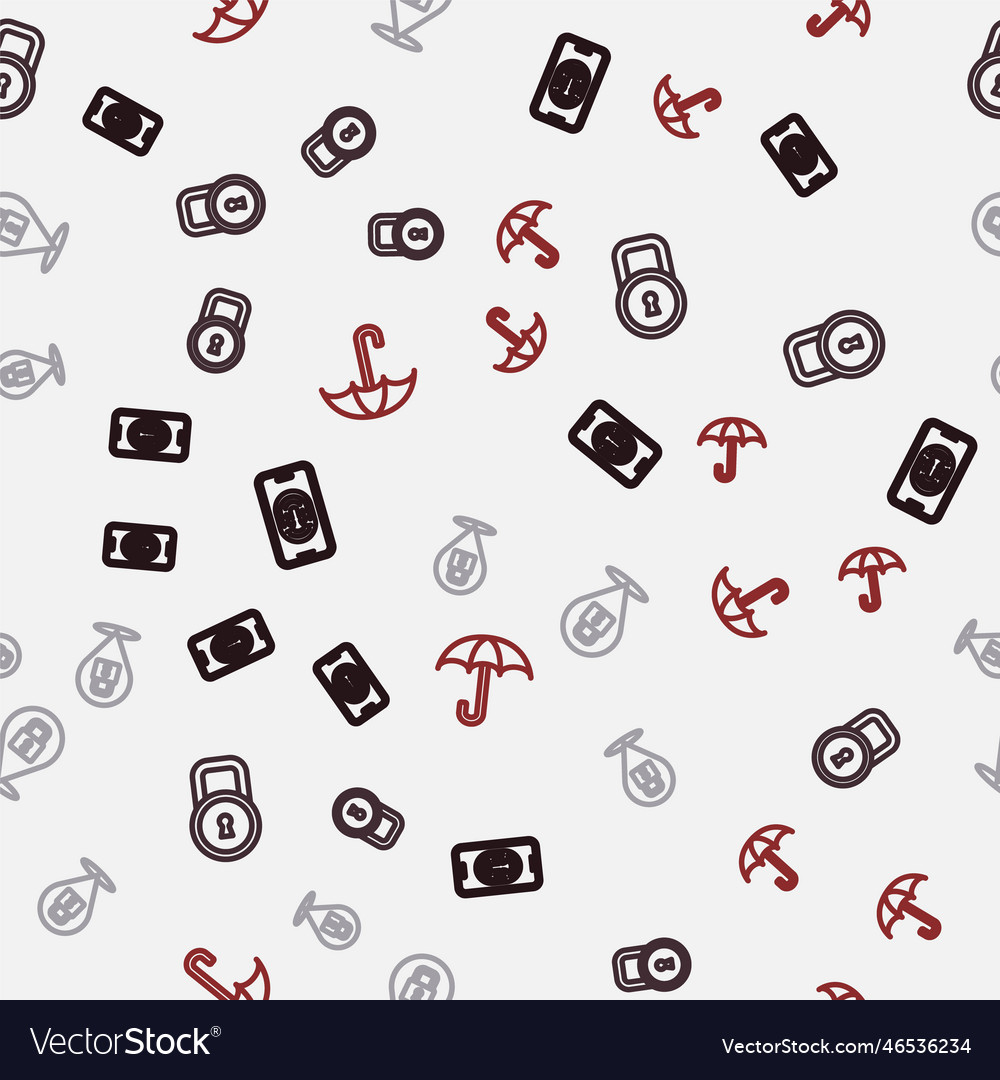 Set line mobile with fingerprint scanner lock vector image Set line mobile with fingerprint scanner lock