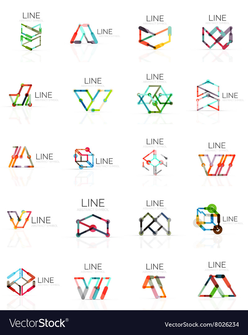 Set of linear abstract logos connected