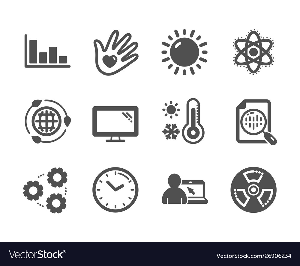 Set science icons such as gears weather vector image Set science icons such as gears weather