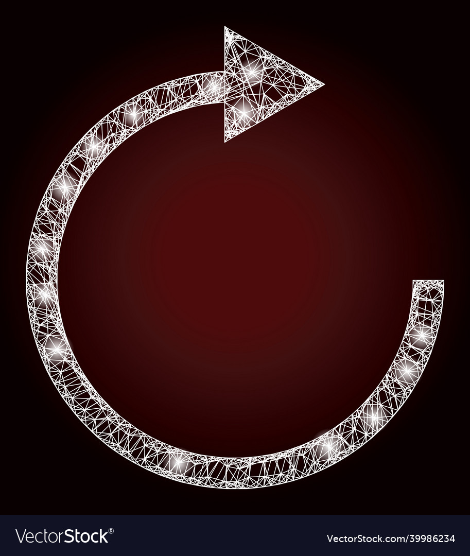 Shiny net mesh rotate right arrow with light spots vector image Shiny net mesh rotate right arrow with light spots