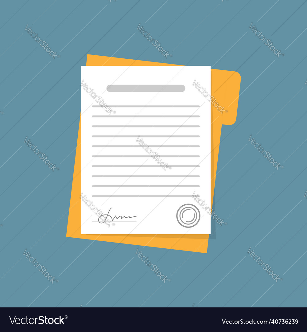 Contract document icon in flat style report vector image Contract document icon in flat style report