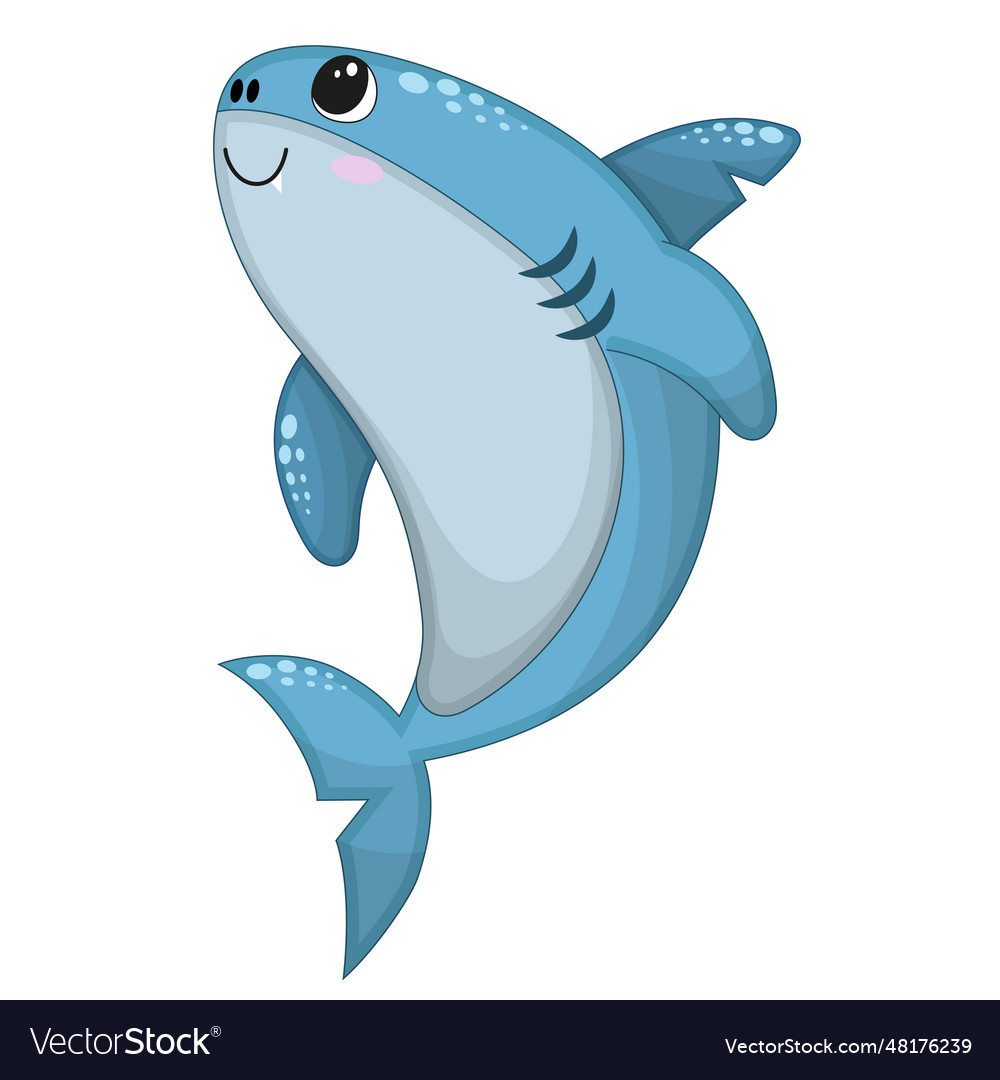 Cute happy shark Royalty Free Vector Image - VectorStock