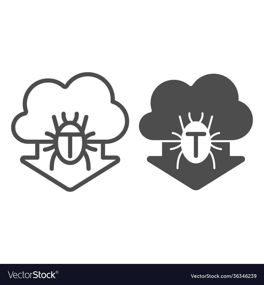 Data cloud with arrow and virus line solid