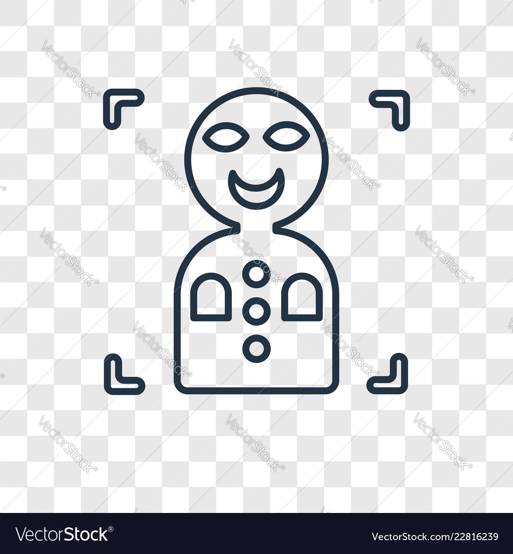 Facial recognition concept linear icon isolated