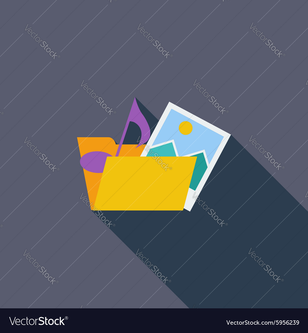 Flat Folder Icon with Shadow