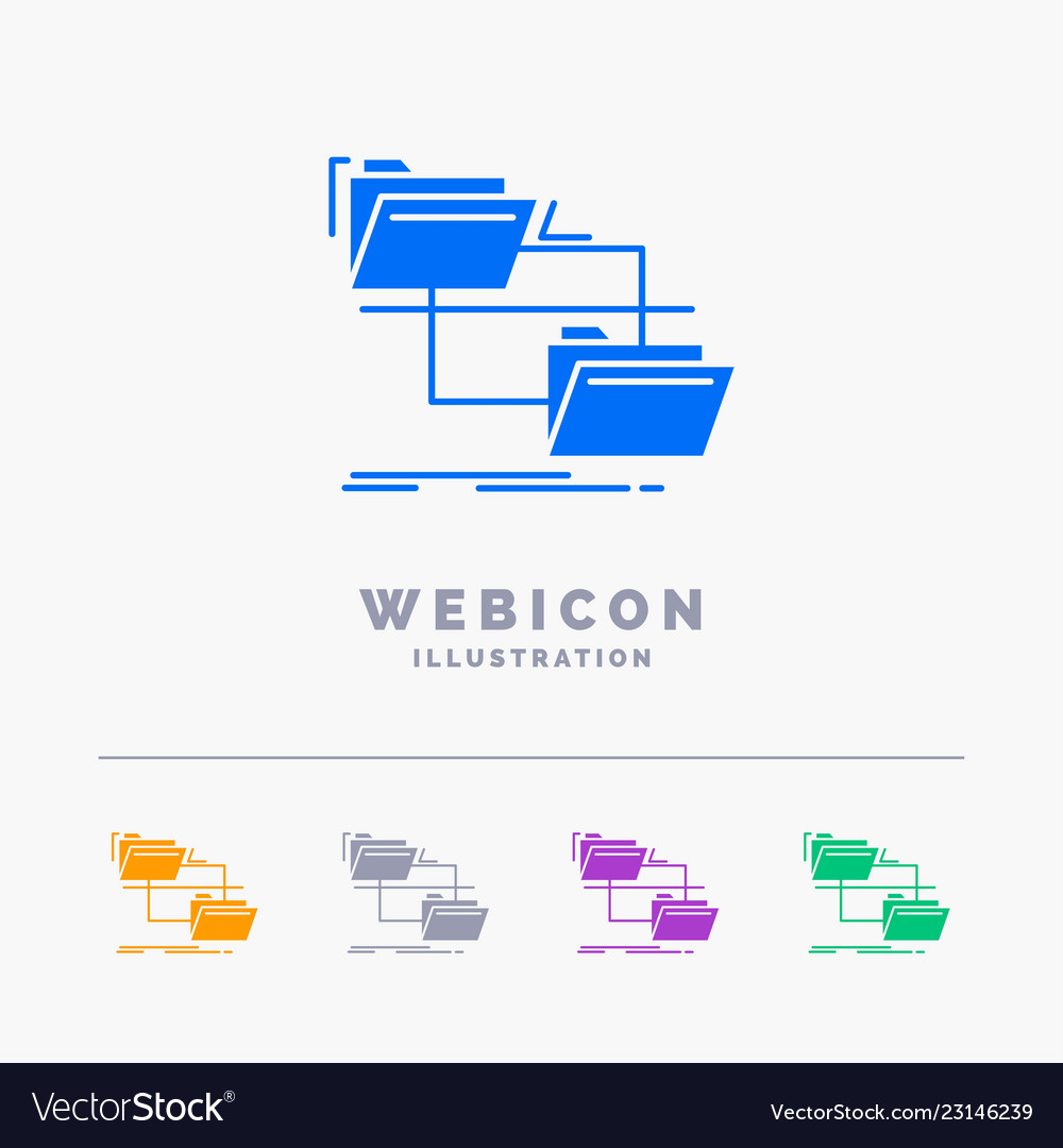 Folder file management move copy 5 color glyph vector image Folder file management move copy 5 color glyph