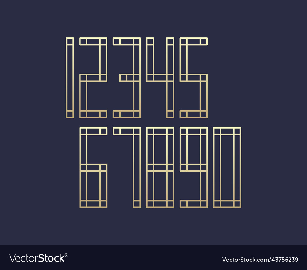 Geometric font line digital effect design numbers