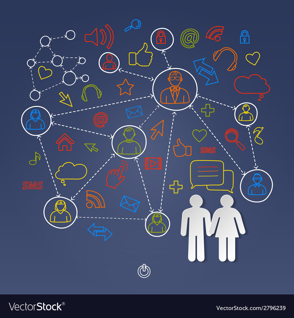Global cyberspace social network concept vector image
