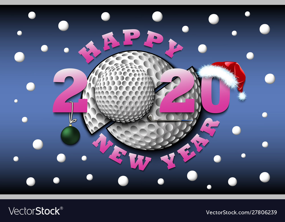 Happy new year 2020 and golf ball