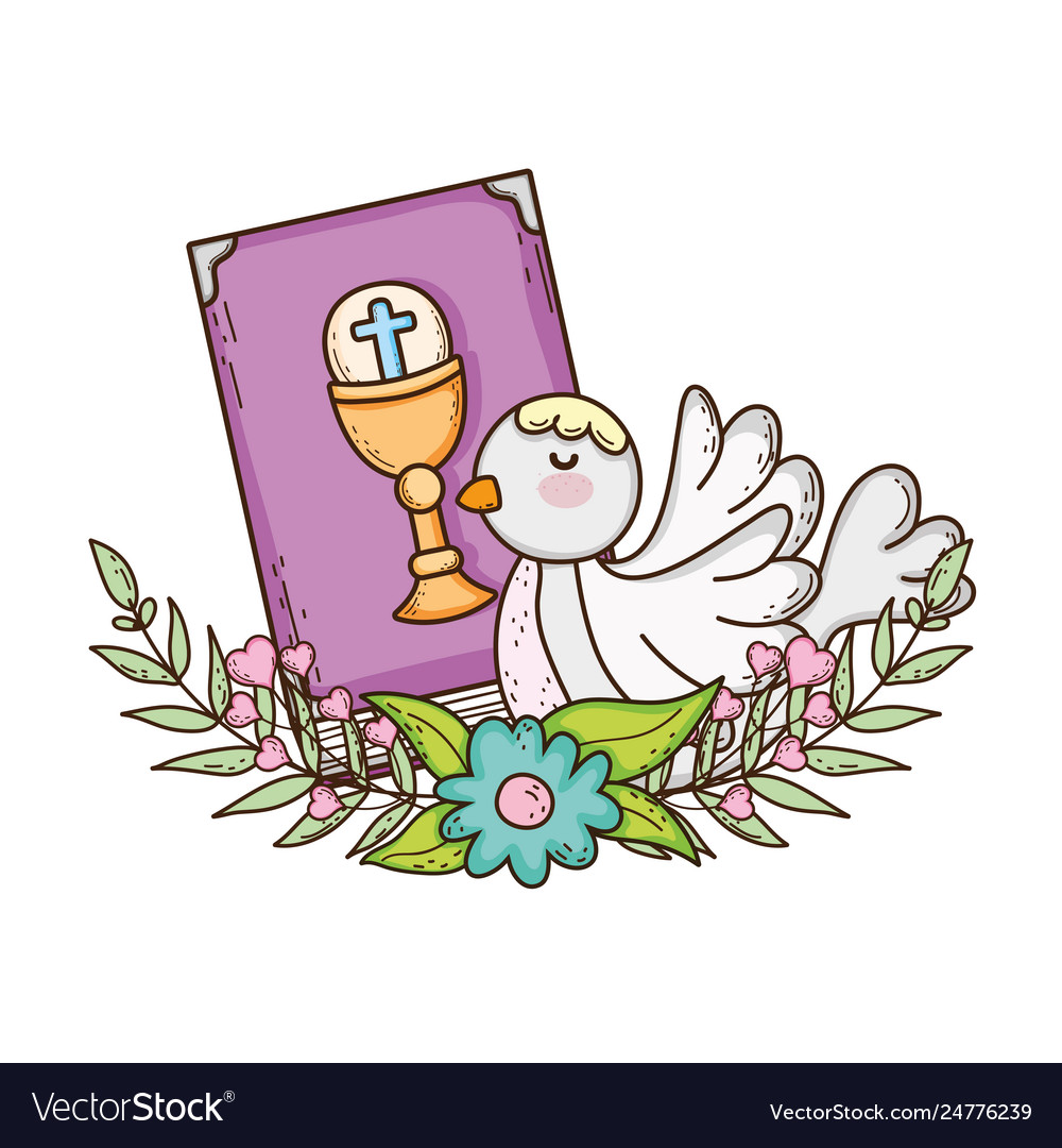 Holy bible book with dove bird Royalty Free Vector Image