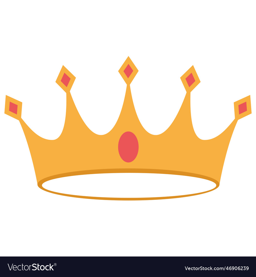 Isolated colored king or queen golden crown icon