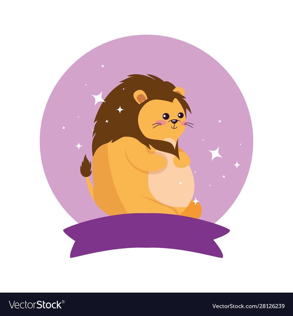 Lion cartoon with happy birthday design