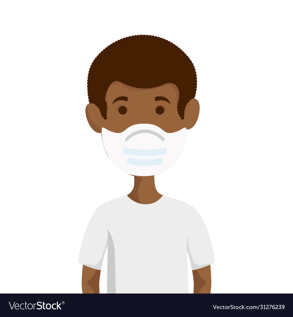Man afro using face mask isolated icon Vector Image Man afro using face mask isolated icon
